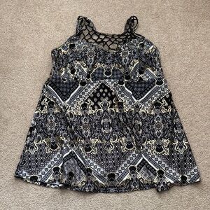 NWT Swimsuit For All Macrame Beaded High Neck Black Gold Swimdress Size 30